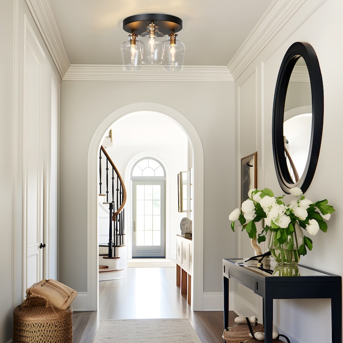 ZEVNI Yuba 3-Light Matte Black LED Semi Flush Mount Light - Image 2