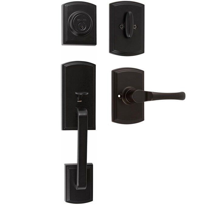 Delaney Hardware Visconti Black Single-Cylinder Deadbolt Entry Door Handleset with Classic Lever