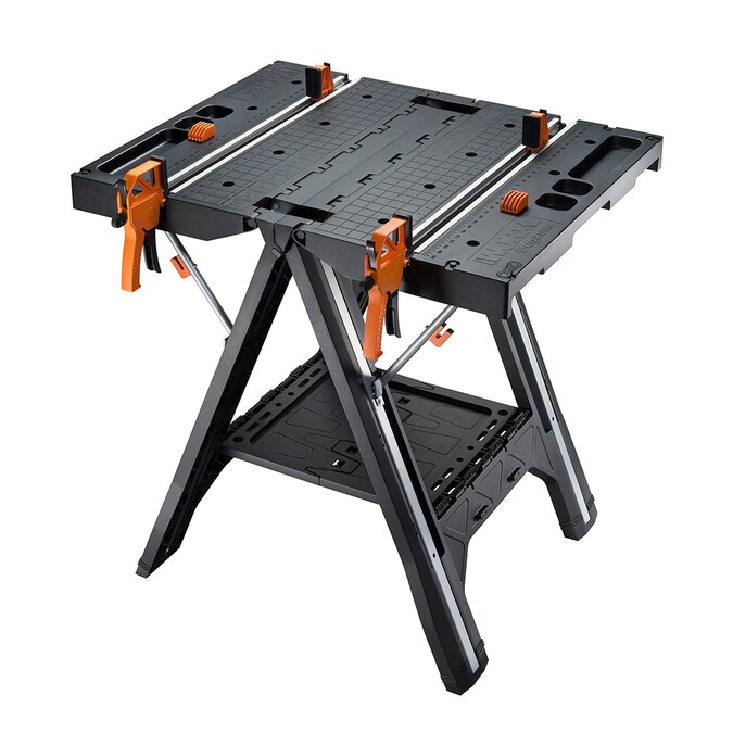 WORX Pegasus Work Table 31-in L x 32-in H Black, Orange Plastic Portable Work Bench