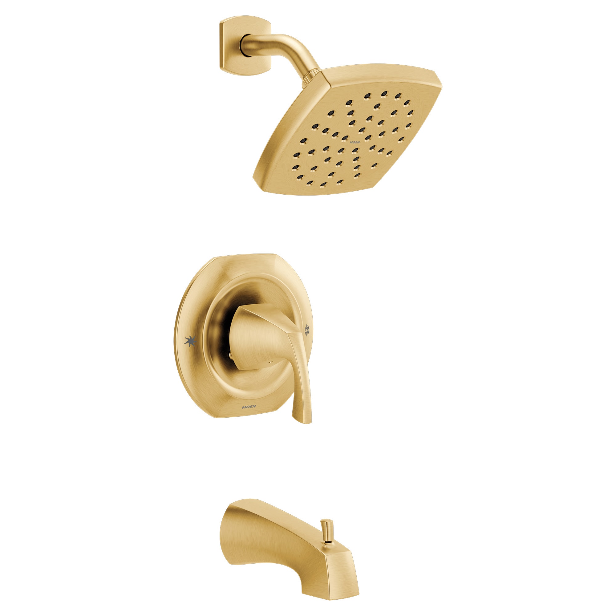 Lindor Brushed Gold 1-handle Single function 6-in Square Bathtub and shower Faucet with Valve