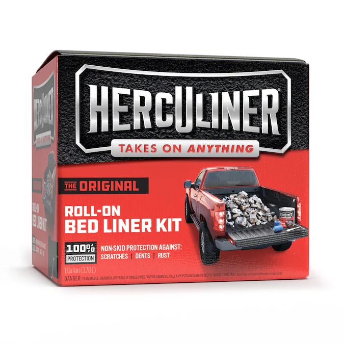 HERCULINER Black 1-Gallon Truck Bed Liner Kit | Polyurethane | Roller Included | Skid-Resistant | Rust Prevention | Durable & Textured Finish