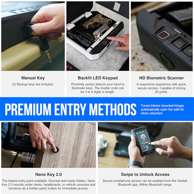 Vaultek VS20i Compact Bluetooth Enabled 2-Gun Biometric Gun Safe - Image 3