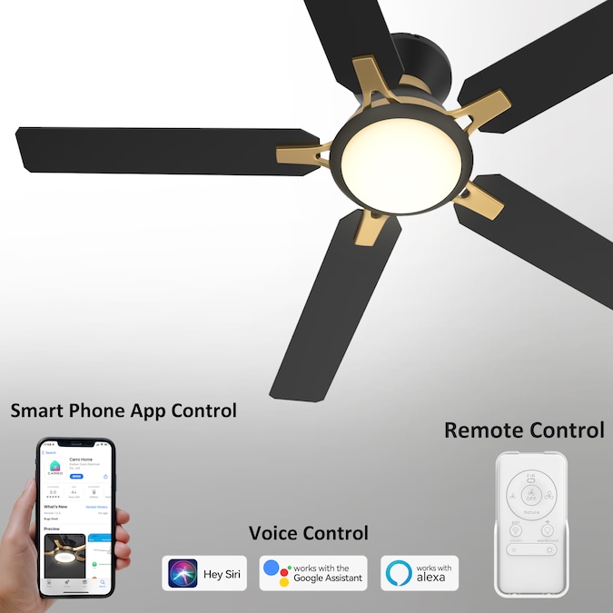 CARRO USA Essex 52-in Black Indoor/Outdoor Flush Mount Smart Ceiling Fan with Light and Remote (5-Blade) - Image 2