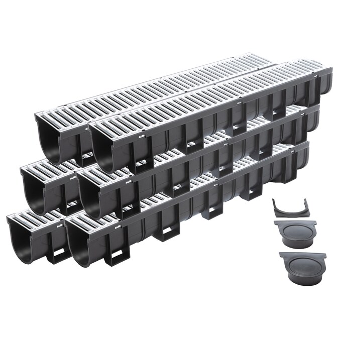 U.S. Trench Drain 39-in L x 5-1/4-in W x 5-3/4-in dia Deep Series Channel Drain Kit 6-Pack