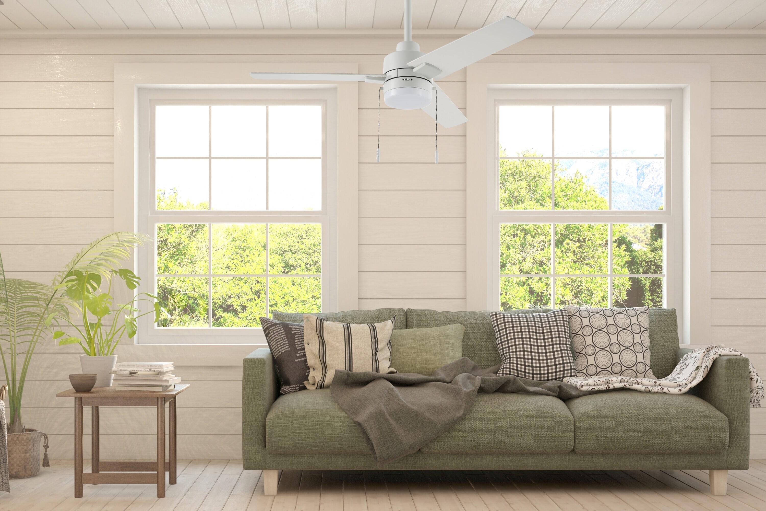 Brinson 44-in Integrated LED White with White/White Oak Blades Ceiling Fan With Light ( 3 -Blade ) - Image 11