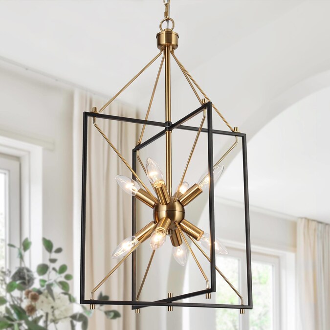 ZEVNI Melodia Modern Contemporary 8-Light Polished Gold Transitional LED Dry rated Chandelier