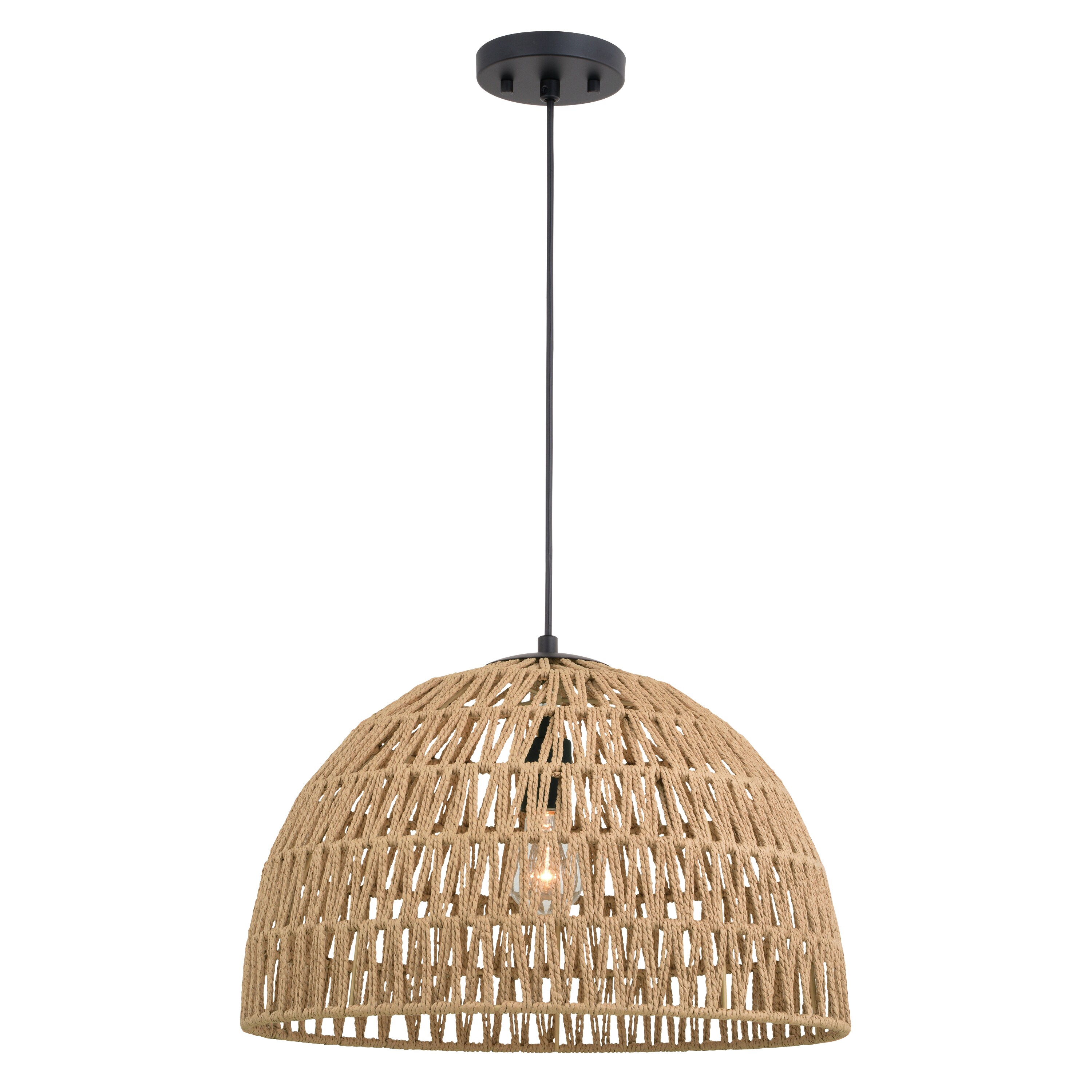 Nassau 1 -Light Matte Black Transitional Dome Medium Hanging Pendant light - Image 8