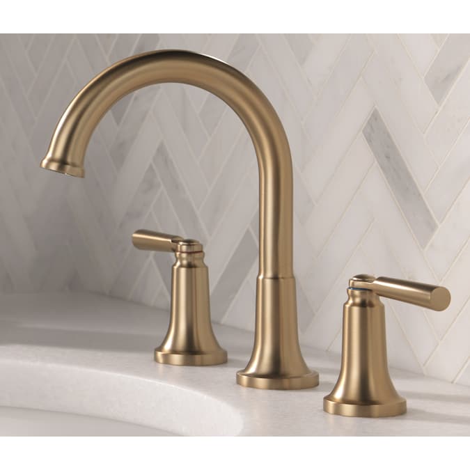 Delta Saylor Champagne Bronze Widespread 2-Handle WaterSense Bathroom Sink Faucet with Drain