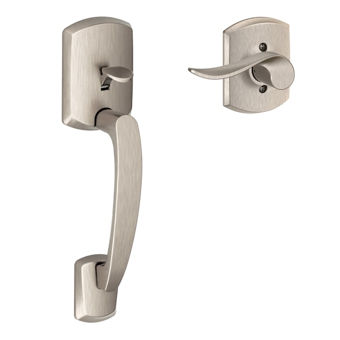 Schlage Greenwich Satin Nickel Entry Door Handleset with Sacramento Lever