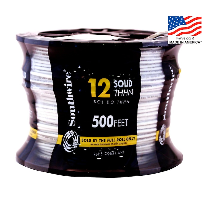 Southwire 500-ft 12-AWG White Solid Copper Thhn Wire (By-the-roll)