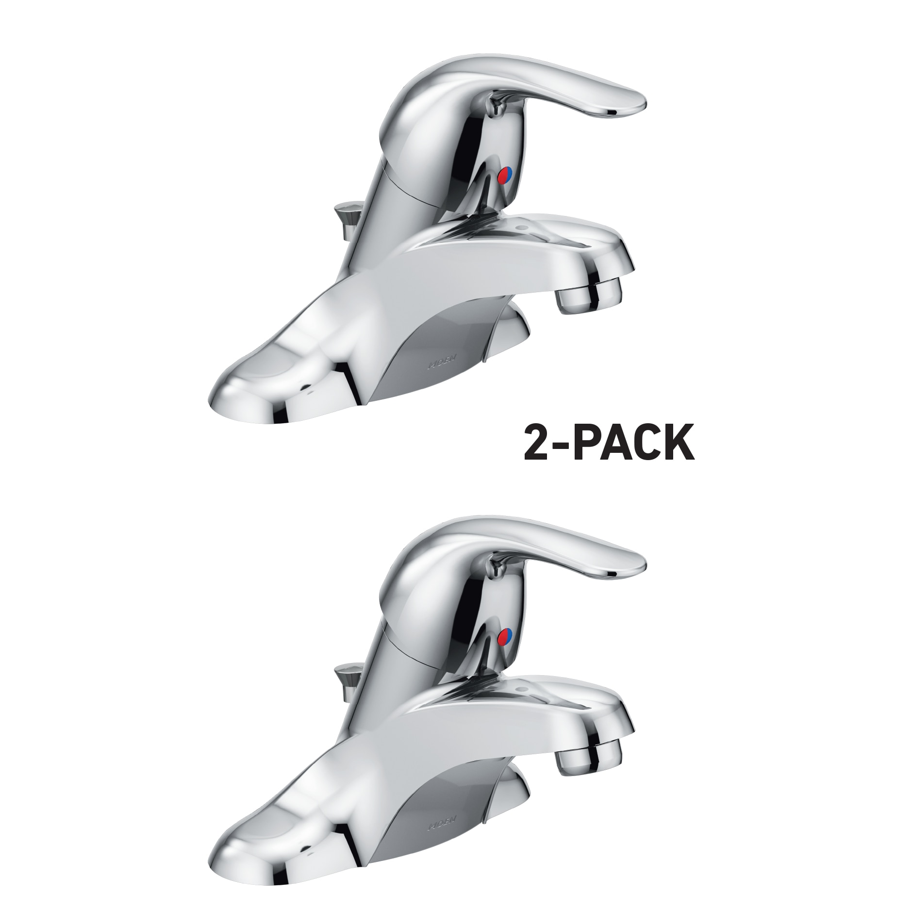 Adler Chrome 4-in centerset 1-handle WaterSense Low-arc Commercial/Residential Handle Bathroom Sink Faucet with Drain 2 -Pack