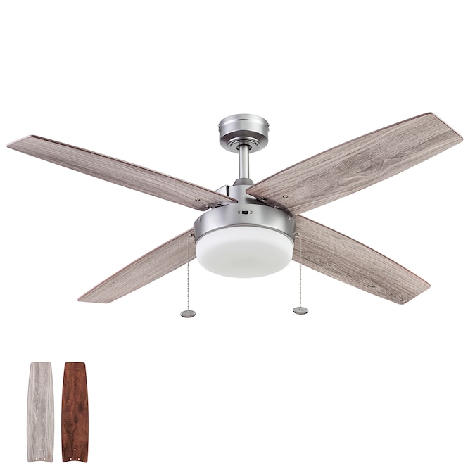 Prominence Home Memphis 52-in Pewter with Gray Oak, Dark Fir Blades LED Indoor Ceiling Fan with Light (4-Blade)