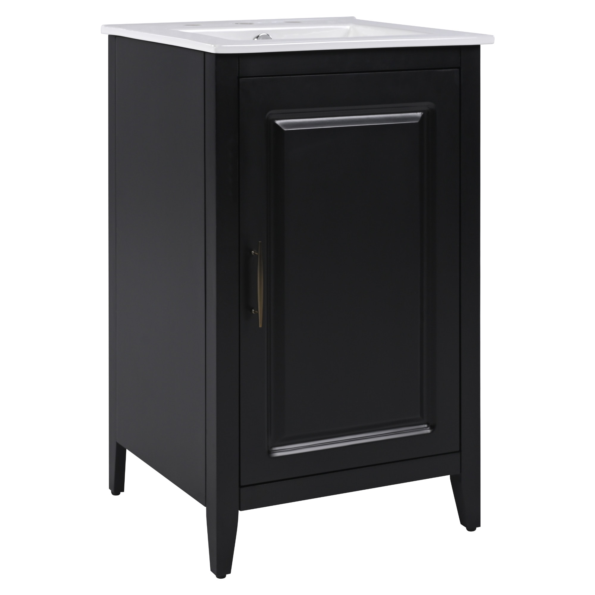 20-in Black Single Sink Bathroom Vanity with White Ceramic Top