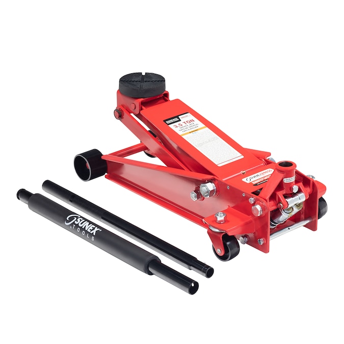 SUNEX TOOLS Red 3.5-Ton Steel Manual Floor Jack