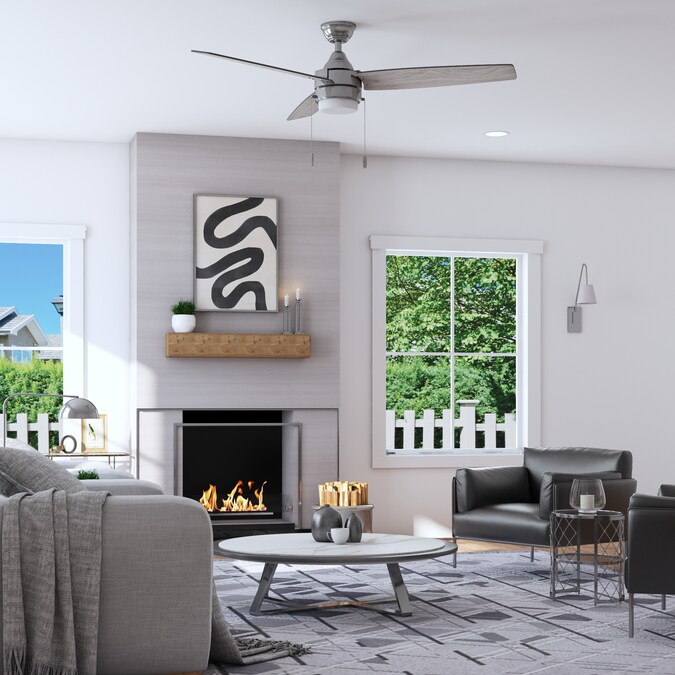 Honeywell Berryhill 48-in Brushed Nickel with Gray Oak Blades Color-changing Integrated LED Indoor Ceiling Fan with Light (3-Blade) - Image 2