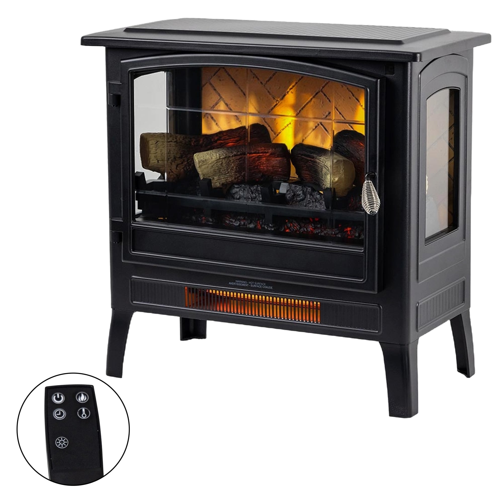 24-Inches W WiFi Black Free standing Infrared quartz Flat wall Electric Fireplace with Remote Control Included