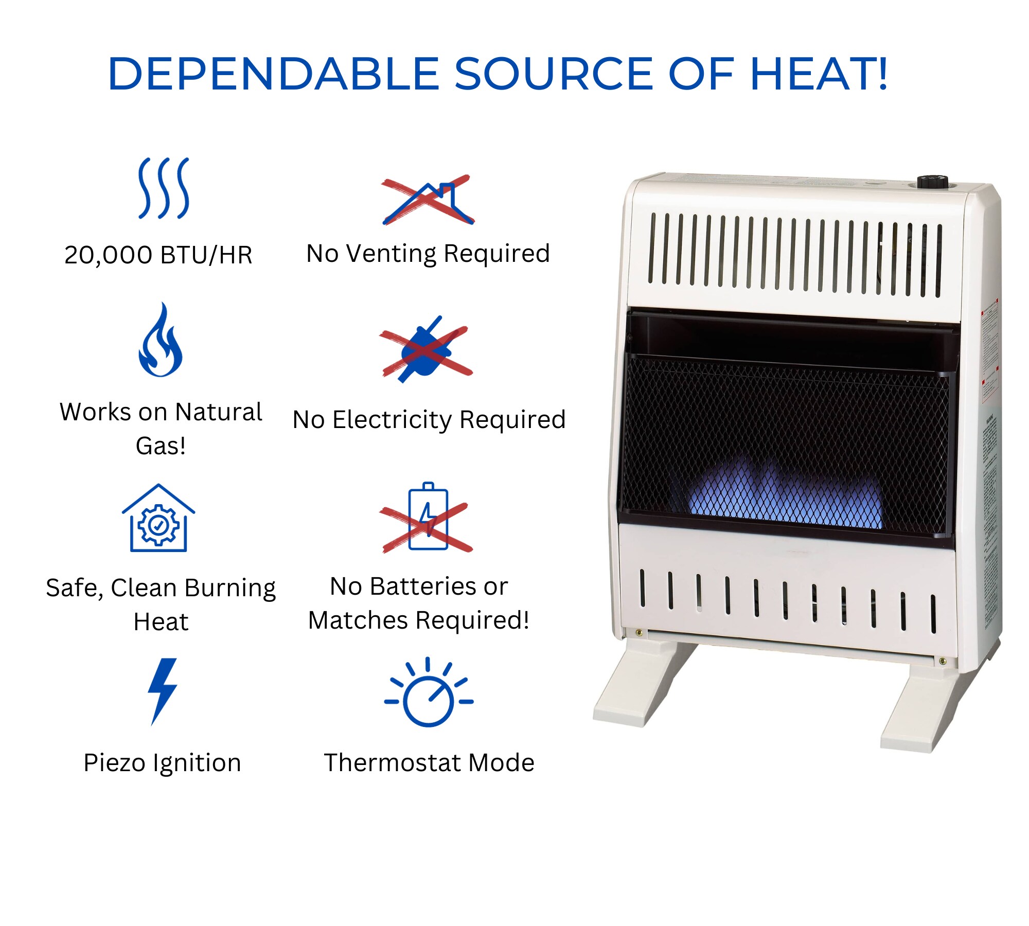 20000 -BTU Wall or floor -Mount Indoor Natural gas Vent-Free Convection Heater - Image 3