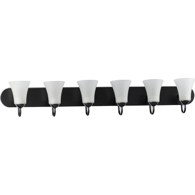 Progress Lighting Classic 48-in 6-Light Matte Black Transitional Vanity Light - Image 6
