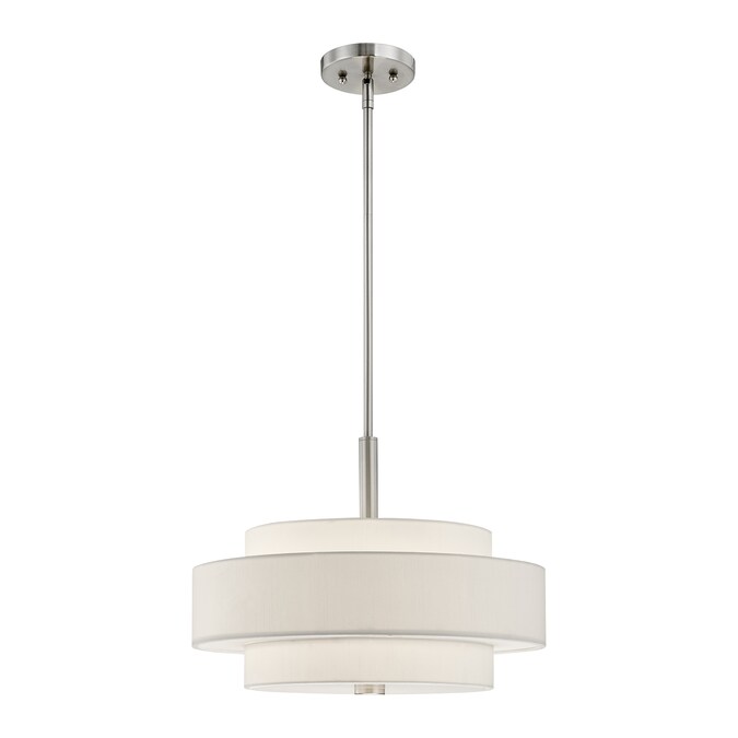 Livex Lighting Meridian 4-Light Off White/Brushed Nickel Modern/Contemporary Drum Medium Hanging Single