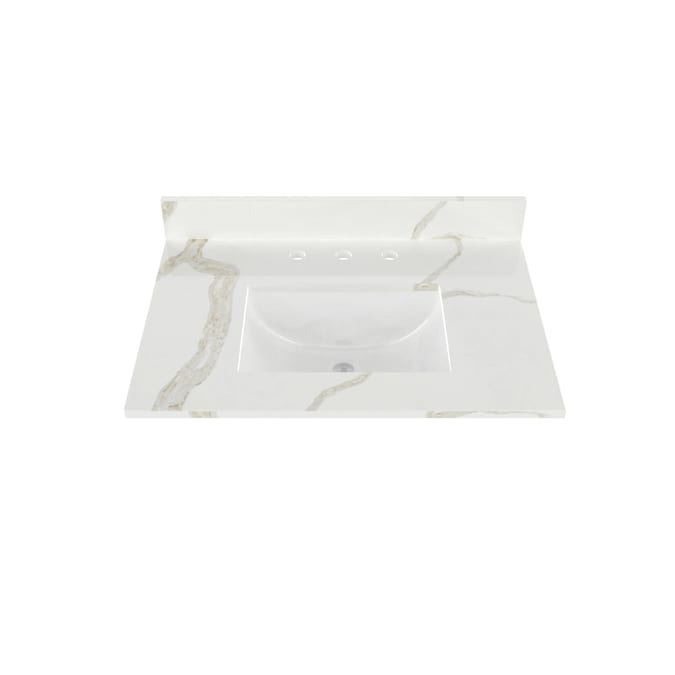 Winette 31-in x 22-in Calacatta White Quartz Undermount Single Sink 3-Hole Bathroom Vanity Top