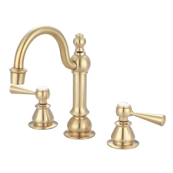 Water Creation F2 Satin Gold Widespread 2-Handle Bathroom Sink Faucet with Drain