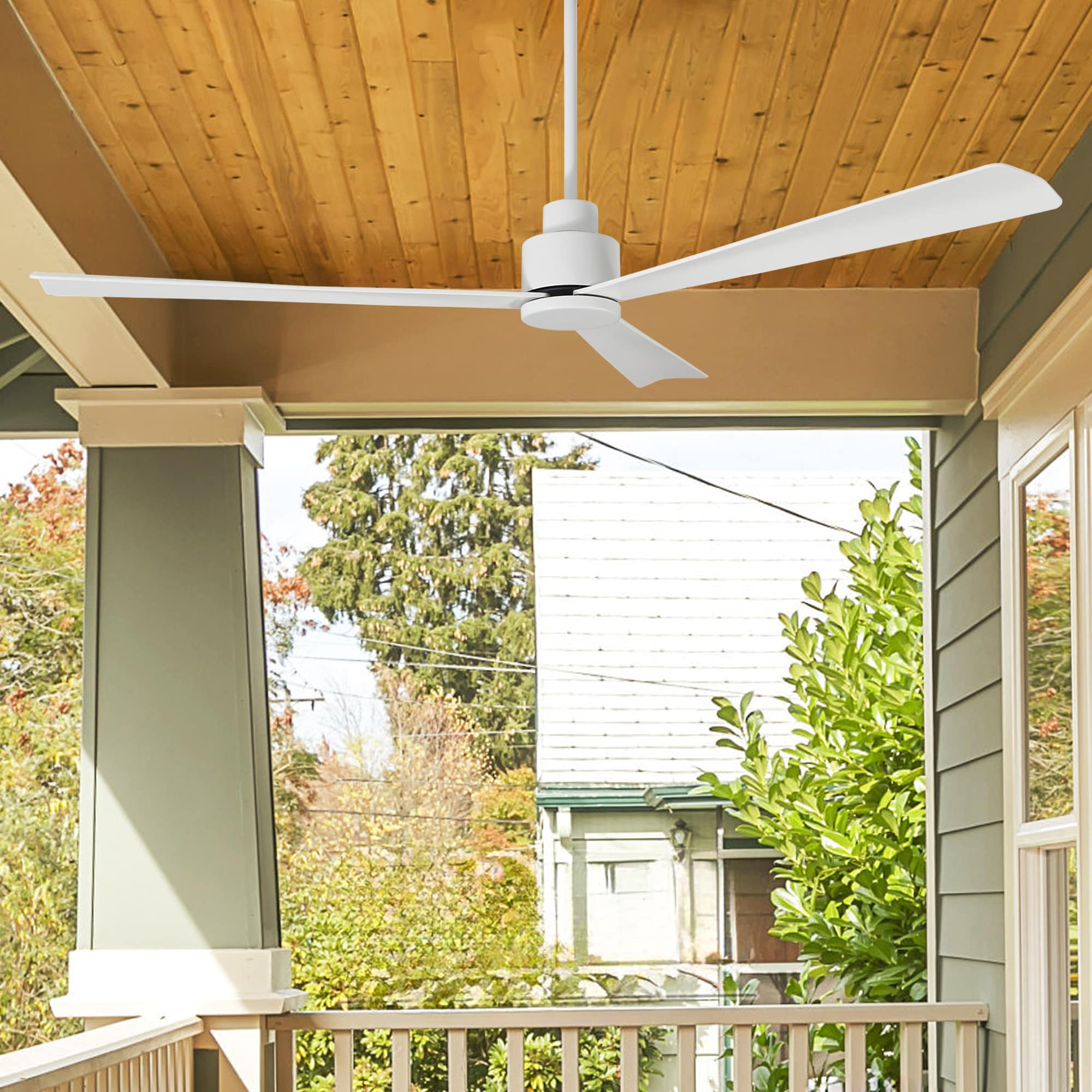 52-in White with White Blades Ceiling Fan Without Light - Remote Included ( 3 -Blade )