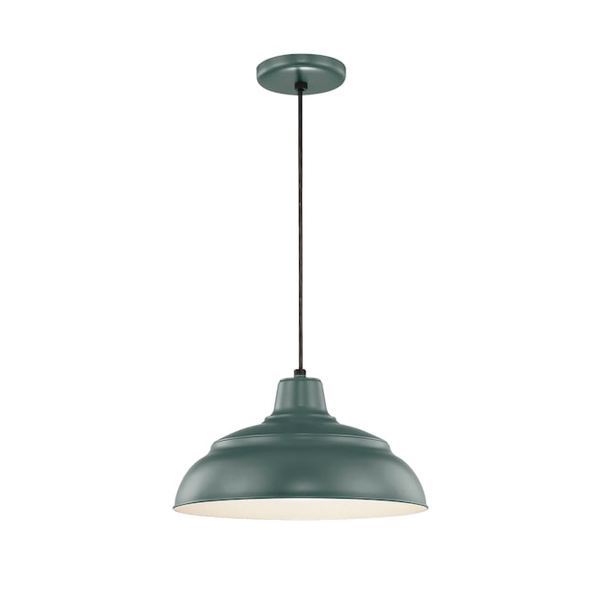 Millennium Lighting R Series Satin Green Industrial Dome Outdoor Hanging Pendant Light