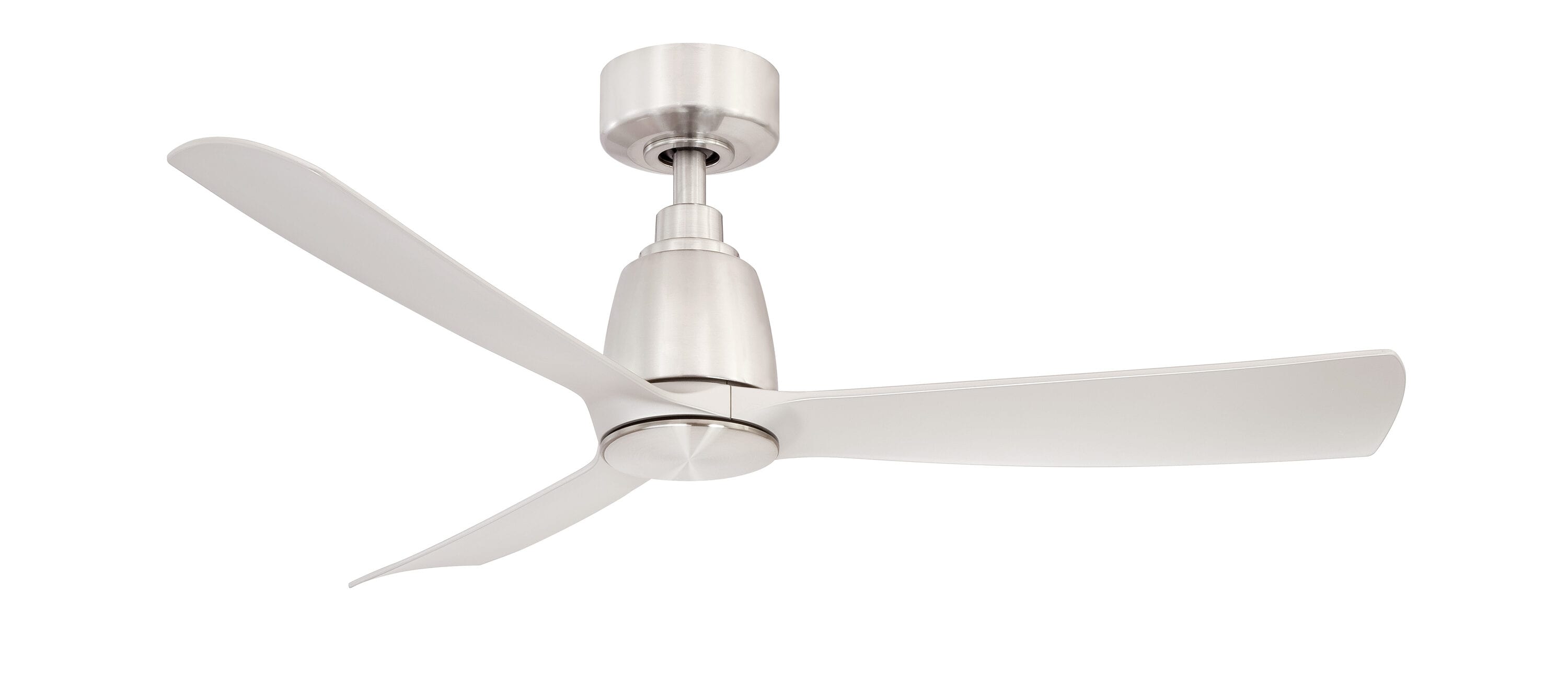 Kute 44 44-in Outdoor Smart Brushed Nickel with Brushed Nickel Blades Propeller Ceiling Fan Light Kit Compatible - Remote Included ( 3 -Blade )