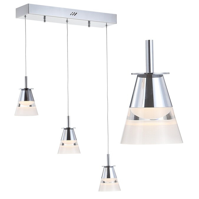 JONATHAN Y 3-Light Chrome/Clear Glam Cone LED Medium Hanging Pendant Light - Image 5
