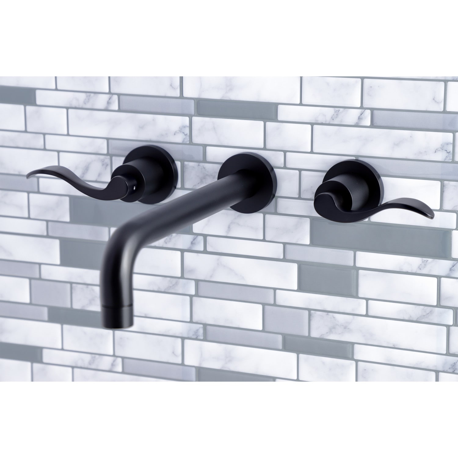 NuWave Matte Black 2-handle Wall-mount High-arc Bathtub Faucet ( Valve Included )