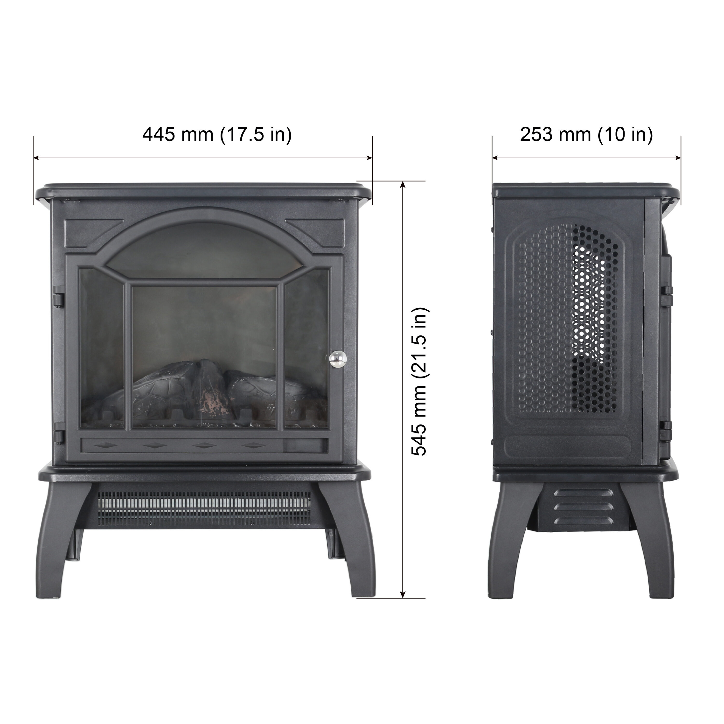 17.52-Inches W Antique Black Free standing LED Corner Electric Fireplace with Remote Control Included - Image 8