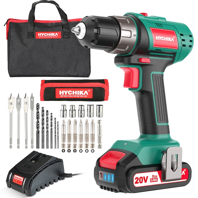 HYCHIKA 20-volt Max 3/8-in Right Angle Cordless Drill (1-Battery Included, Charger Included and Soft Bag included)