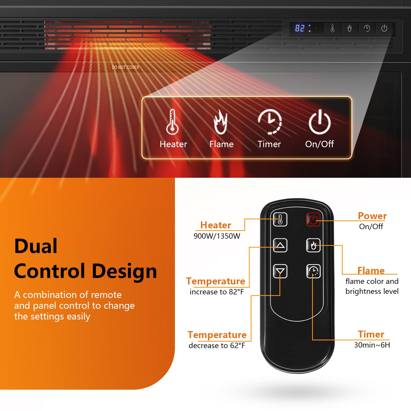 29-Inches W Black Free standing Infrared quartz Tabletop Electric Fireplace with Remote Control Included - Image 5