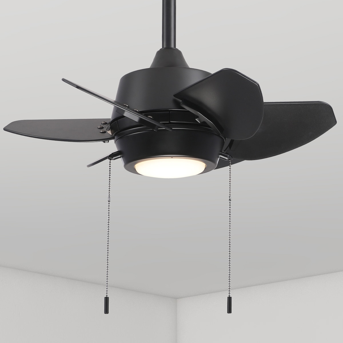 Gaskin 24-in Integrated LED Outdoor Matte Black with Matte Black Blades Plug-in Ceiling Fan With Light ( 6 -Blade )