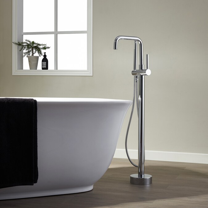 Vinnova Delara Polished Chrome 1-handle Freestanding High-arc Bathtub Faucet with Hand Shower