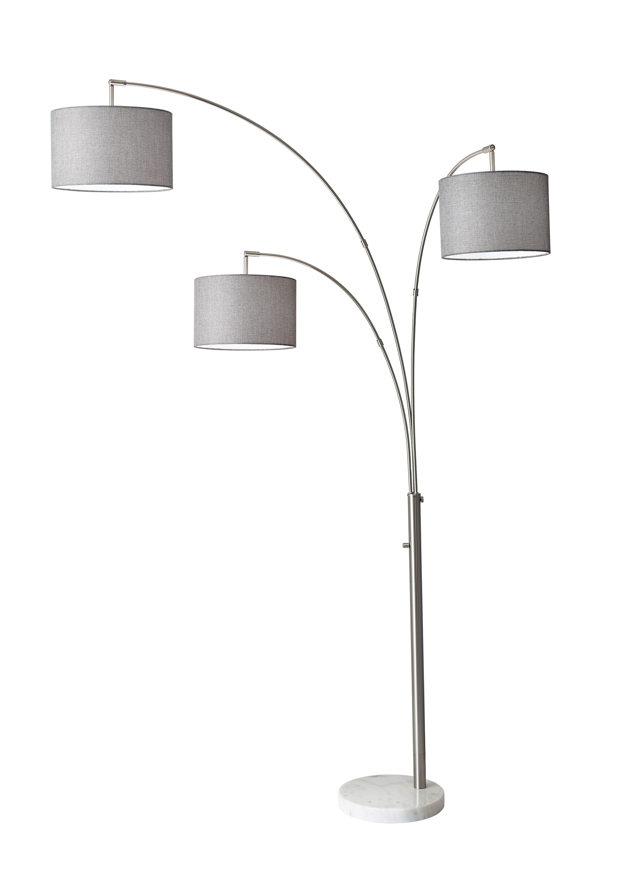 Bowery 3-Arm Arc Lamp 74-in Brushed Steel Arc Floor Lamp with Linen Shade