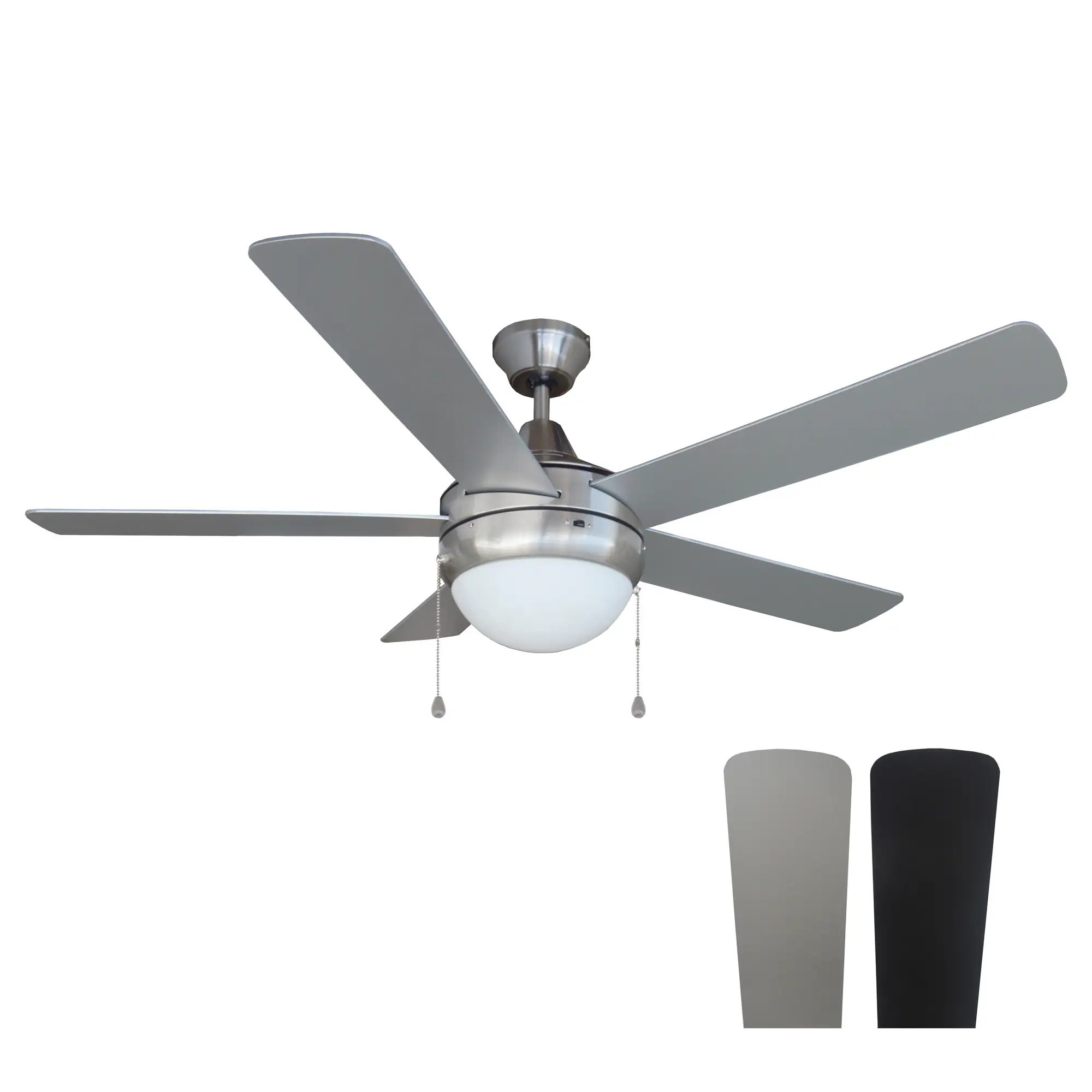 Sadie 52-in Brushed Nickel with Brushed Nickel Blades Ceiling Fan With Light ( 5 -Blade )