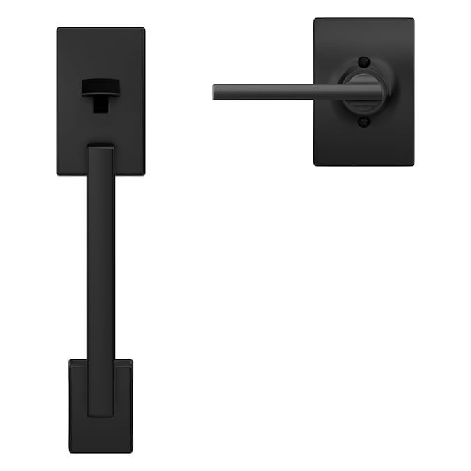 Schlage Century-Latitude Matte Black Entry Door Handleset with Latitude Lever - Image 2