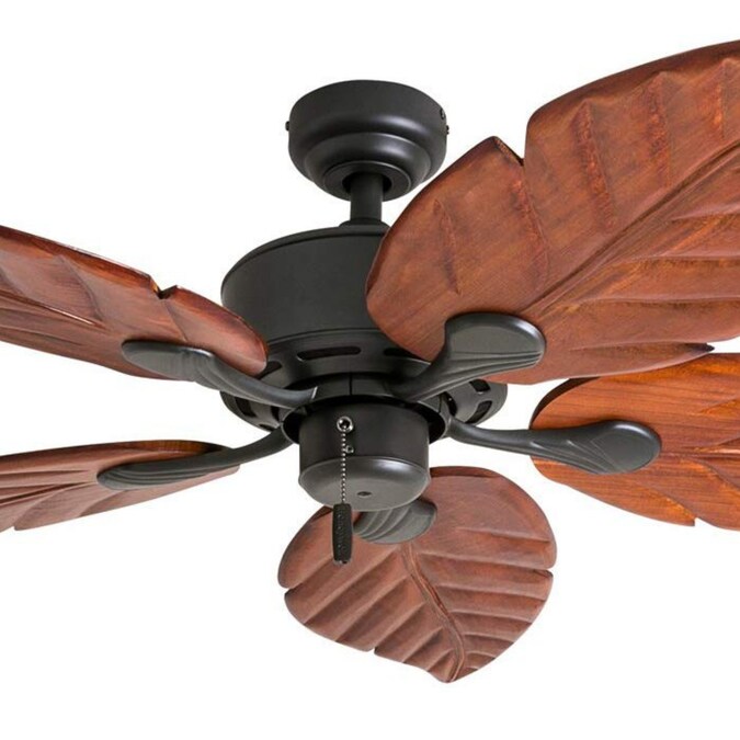 Honeywell Willow View 52-in Bronze with Dark Cherry Carved Wood Blades Indoor Downrod or Flush Mount Ceiling Fan Light Kit Compatible (5-Blade) - Image 6
