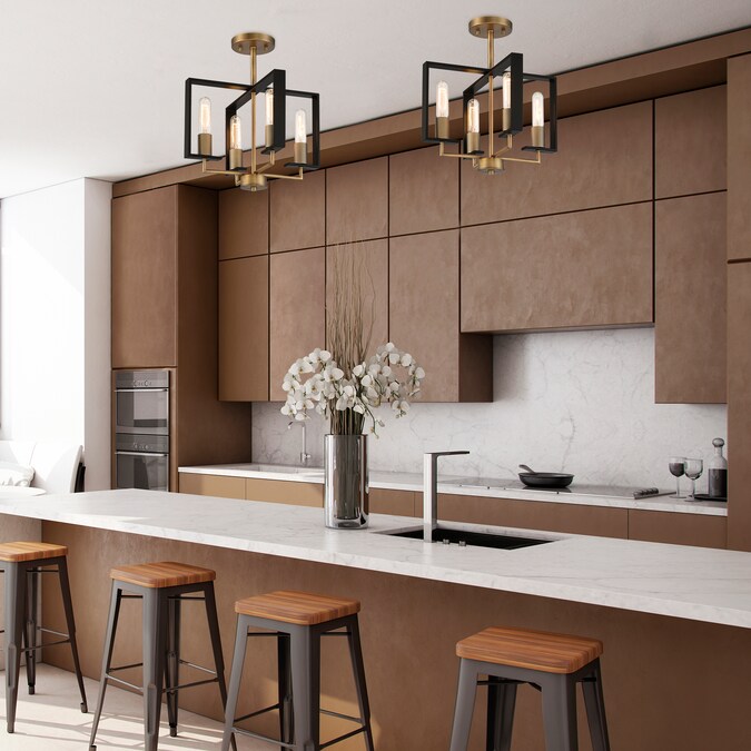 Designers Fountain Chicago PM 4-Light 15-in Satin Brass Flush Mount Light