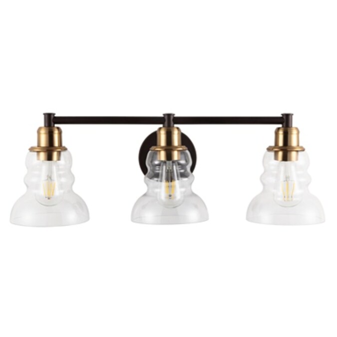 JONATHAN Y Manhattan Vintage Metal/Glass Industrial Rustic 25.5-in 3-Light Satin Gold LED Farmhouse Vanity Light - Image 13