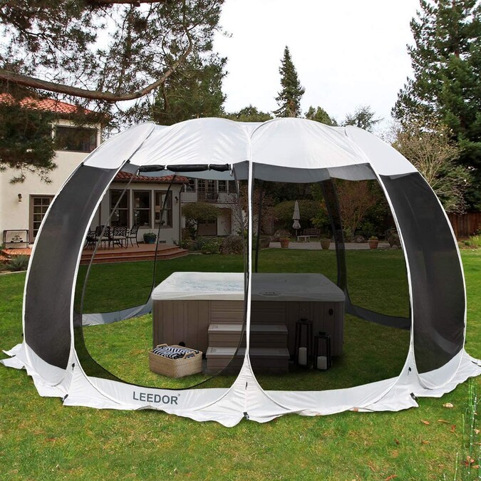 Alvantor 15-ft x 15-ft 12-15 Person Pop Up Screened Gazebo Screen House Round Beige Fabric Polyester Roof Pop-up Gazebo