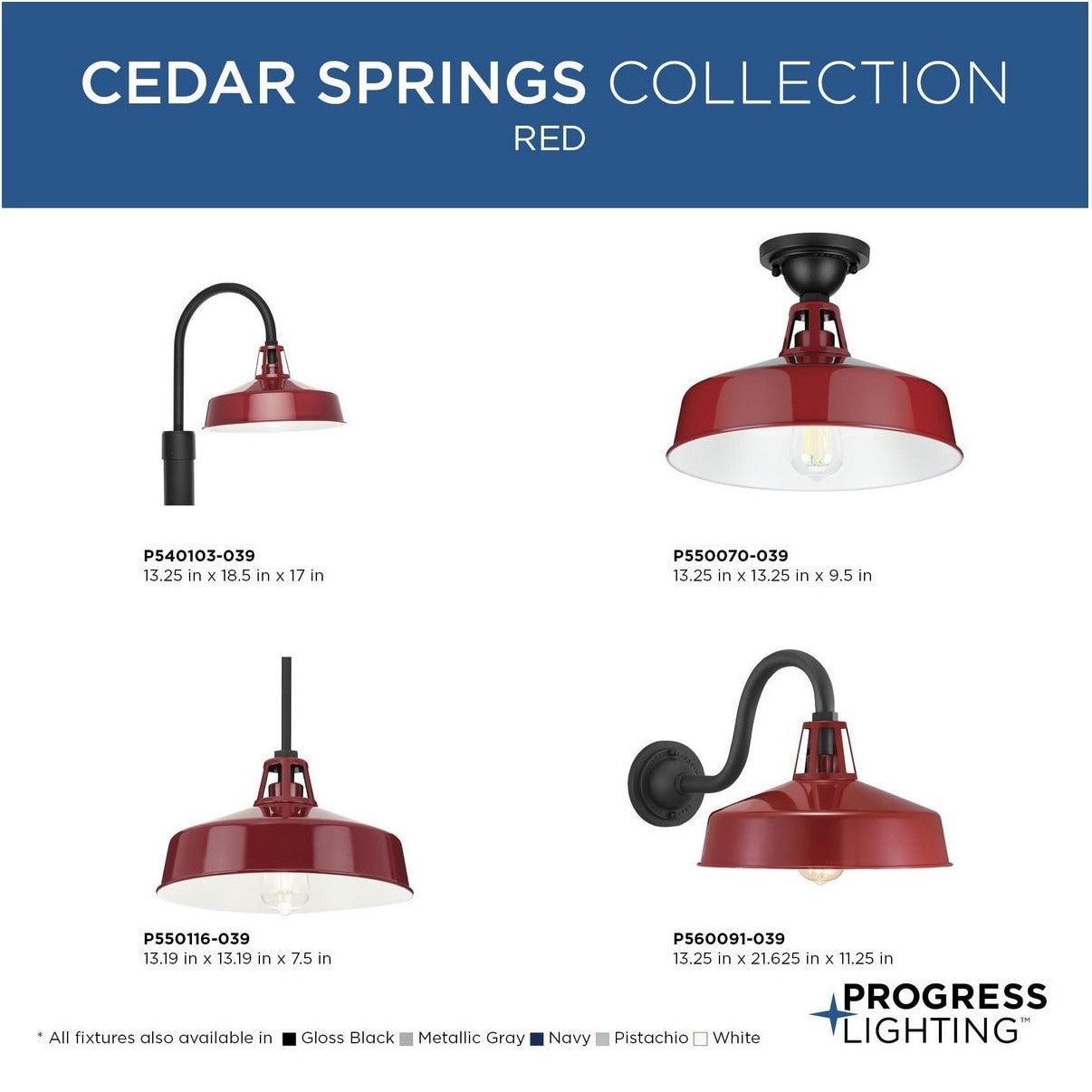 Cedar Springs 1 -Light 9.5-in Red Indoor/Outdoor Semi Flush Mount Light - Image 14