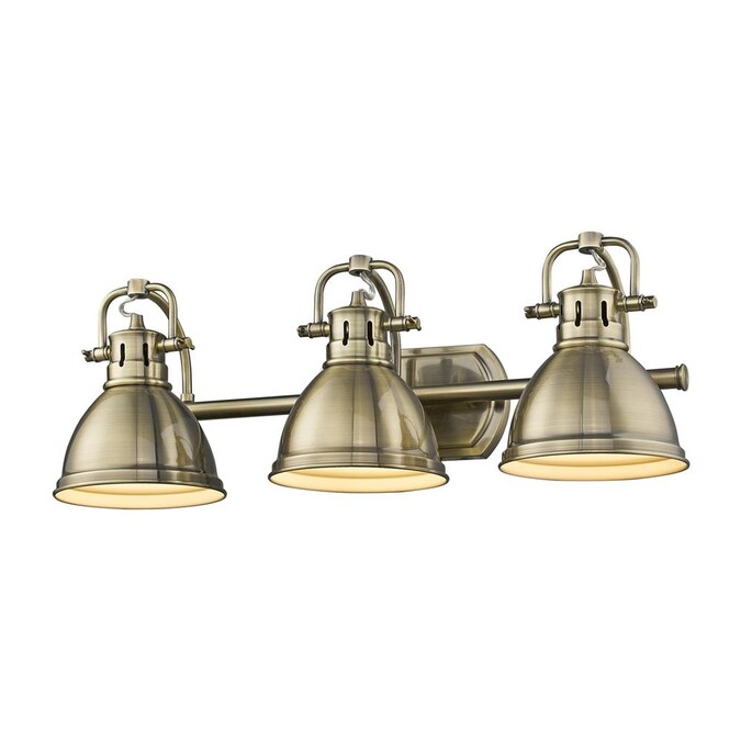 Golden Lighting Duncan 24.5-in 3-Light Brushed Brass Transitional Vanity Light
