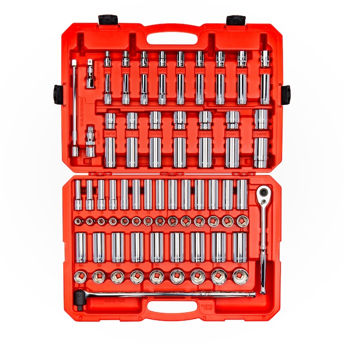 TEKTON 1/2-in Drive Standard (SAE) and Metric Intermediate Socket Set (84-Pieces)