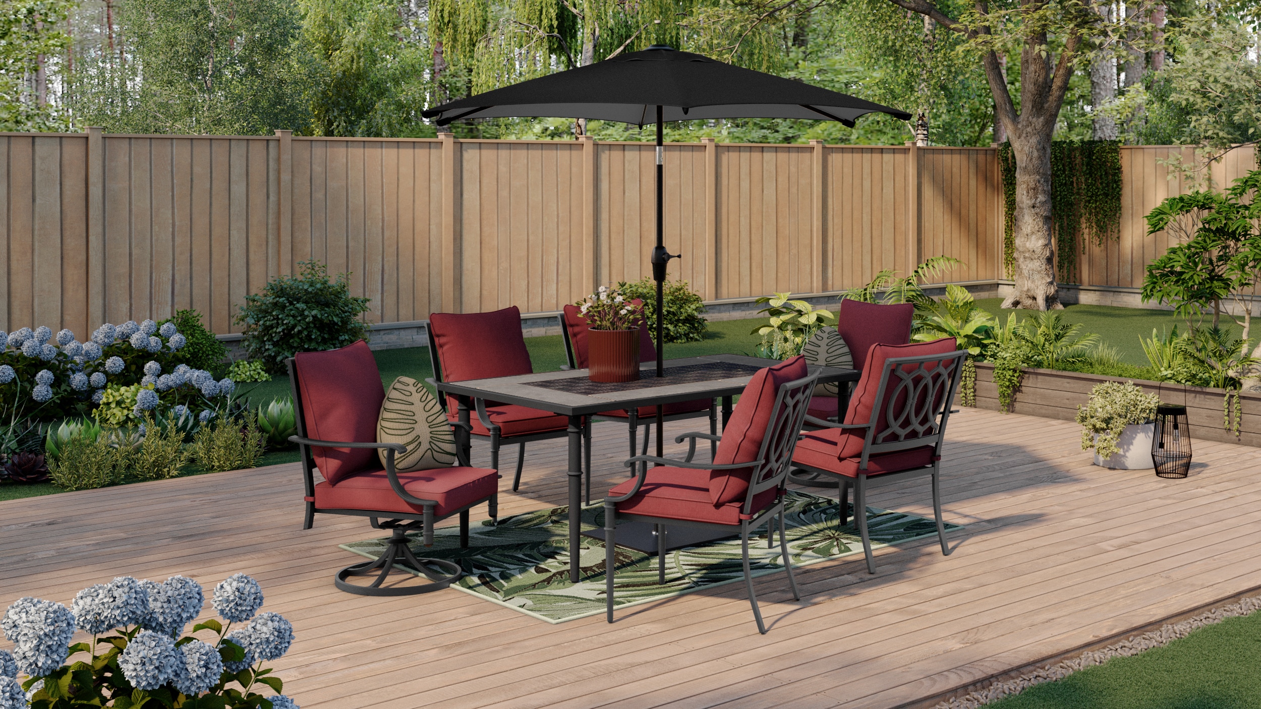 Thomas Lake Rectangle Outdoor Dining Table 39-in W x 67-in L with Umbrella Hole - Image 7