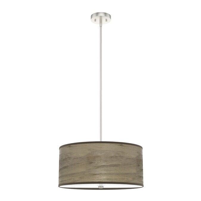 Hunter Solhaven 3-Light Warm Grey Oak Modern/Contemporary Frosted Glass Drum LED Medium Hanging Kitchen Island Light