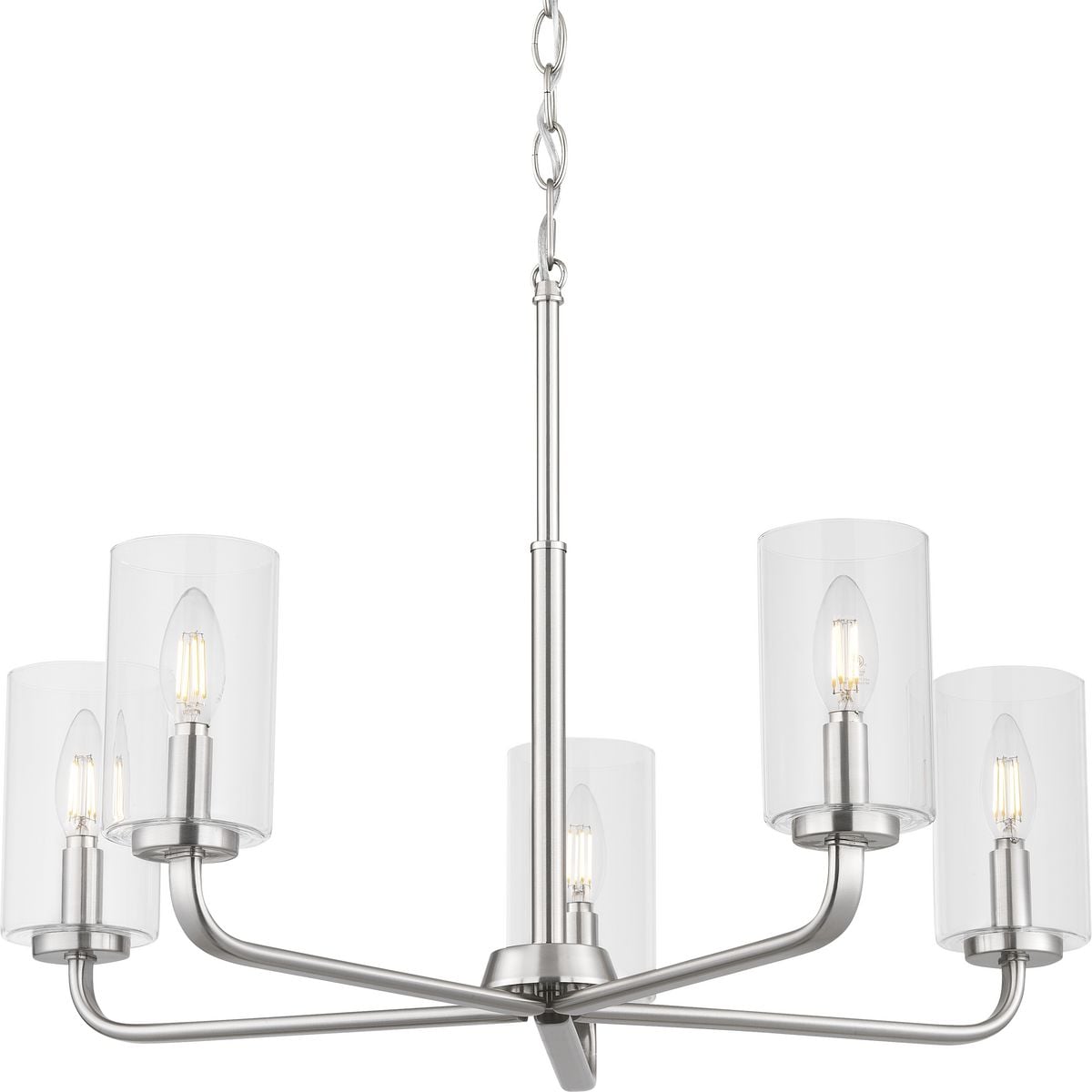 Cabarro 5 -Light Brushed Nickel Transitional For Use in Bedrooms, Dining Rooms, Foyers, Kitchens, Living Rooms Chandelier