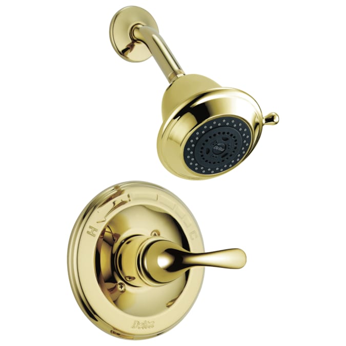 Delta Classic Polished Brass 1-handle Multi-function Round Shower Faucet Valve Included