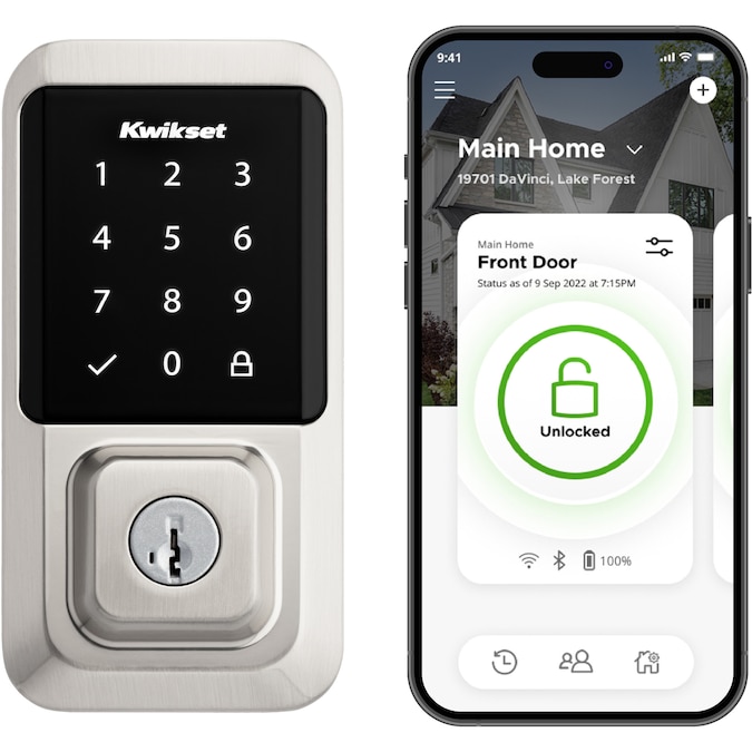 Kwikset Halo Keyless Entry Satin Nickel Smart Lock Electronic Deadbolt with Wifi Smartkey Touchscreen Keypad